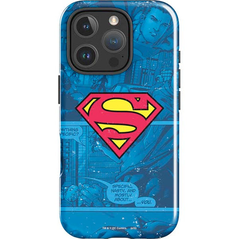DC Comics Superman Logo Background Pattern iPhone 16 Pro Max Impact Case